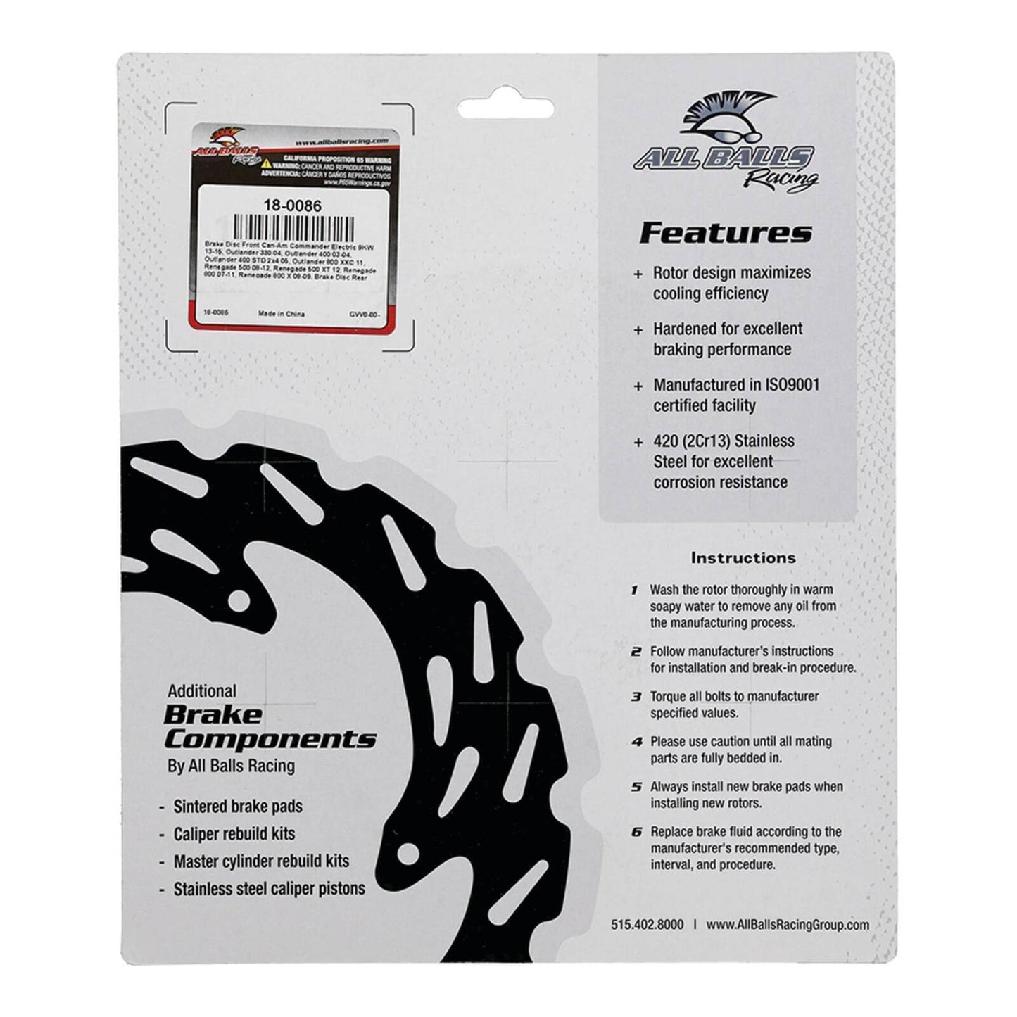 Brake Disc Front / Rear 18-0086