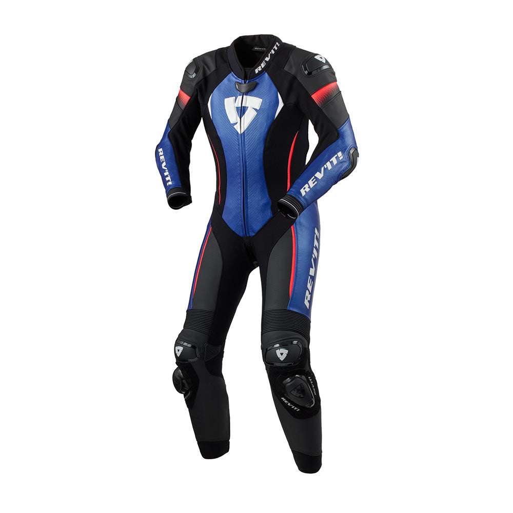 Xena 4 Ladies 1 pc Suit Black-Blue REV'IT!