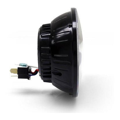 Denali M5 E-Mark LED Headlight Module, 5.75 Round, Black Chrome