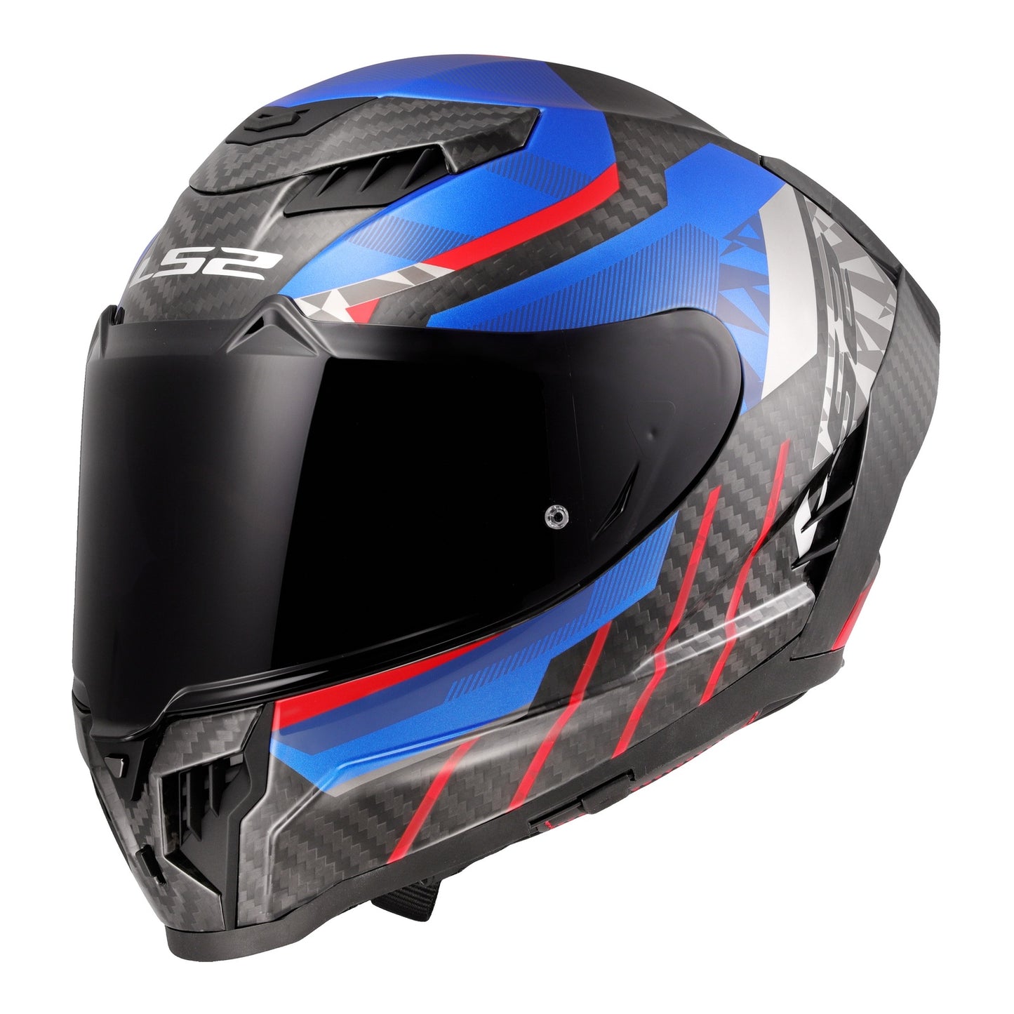 LS2 FF807 Dragon Carbon Trax Helmet - Blue / Red / Carbon 06