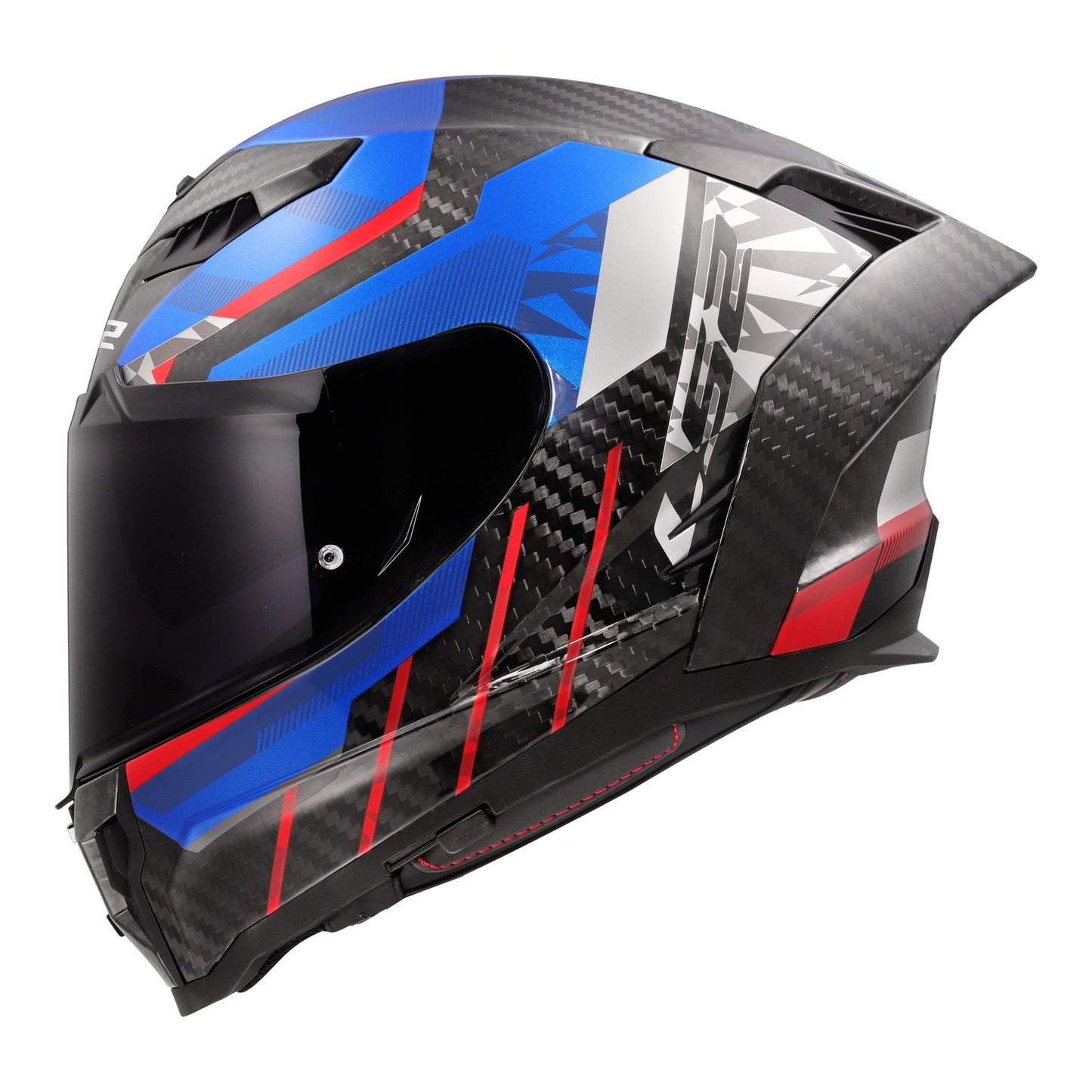 LS2 FF807 Dragon Carbon Trax Helmet - Blue / Red / Carbon 06