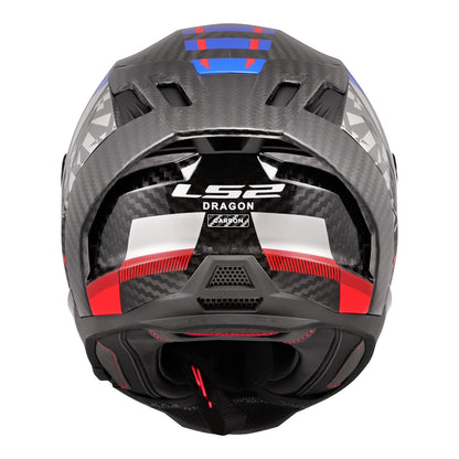 LS2 FF807 Dragon Carbon Trax Helmet - Blue / Red / Carbon 06