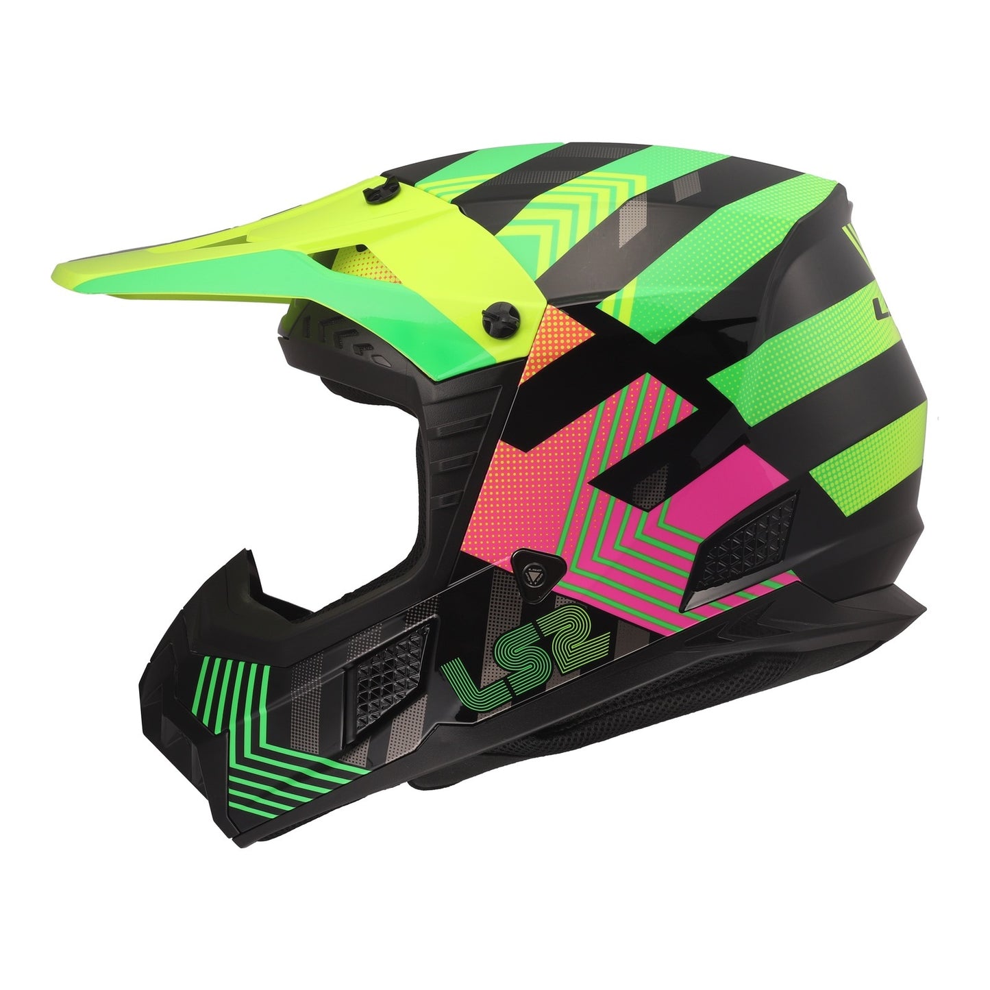 LS2 MX706J COZ Junior Helmet - Chromatic Black / Hi-Vis Pink