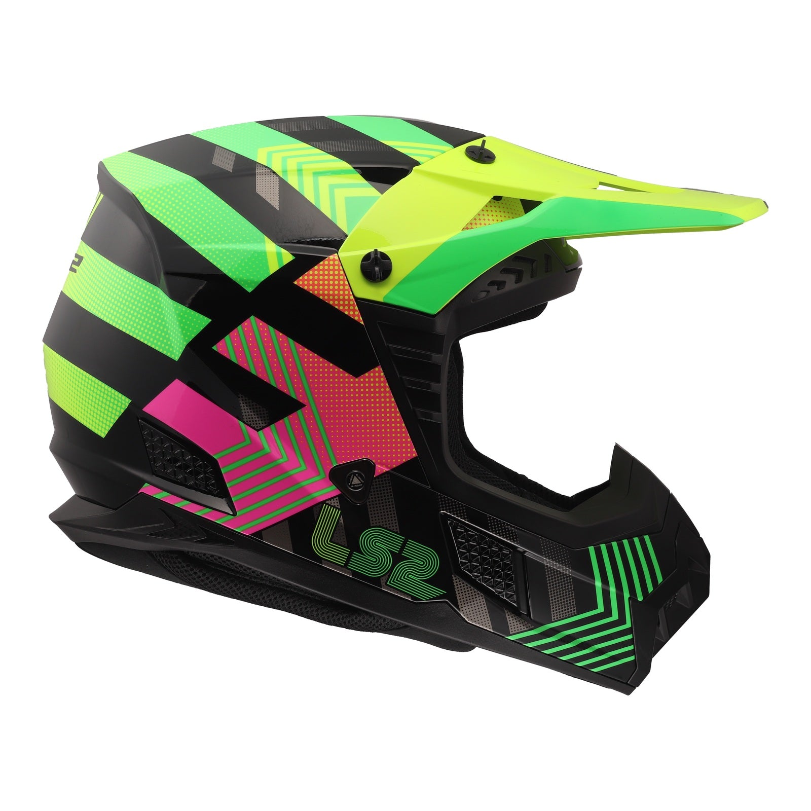 LS2 MX706J COZ Junior Helmet - Chromatic Black / Hi-Vis Pink