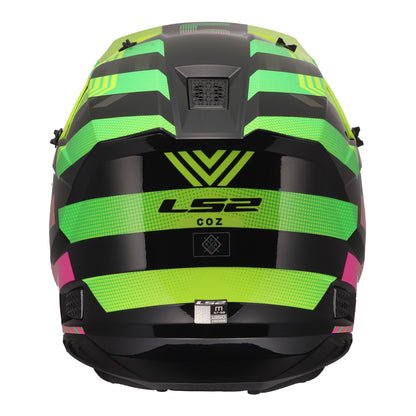 LS2 MX706J COZ Junior Helmet - Chromatic Black / Hi-Vis Pink