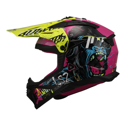 LS2 MX708 Fast II Gorilla Helmet - Purple / Hi-Vis Yellow