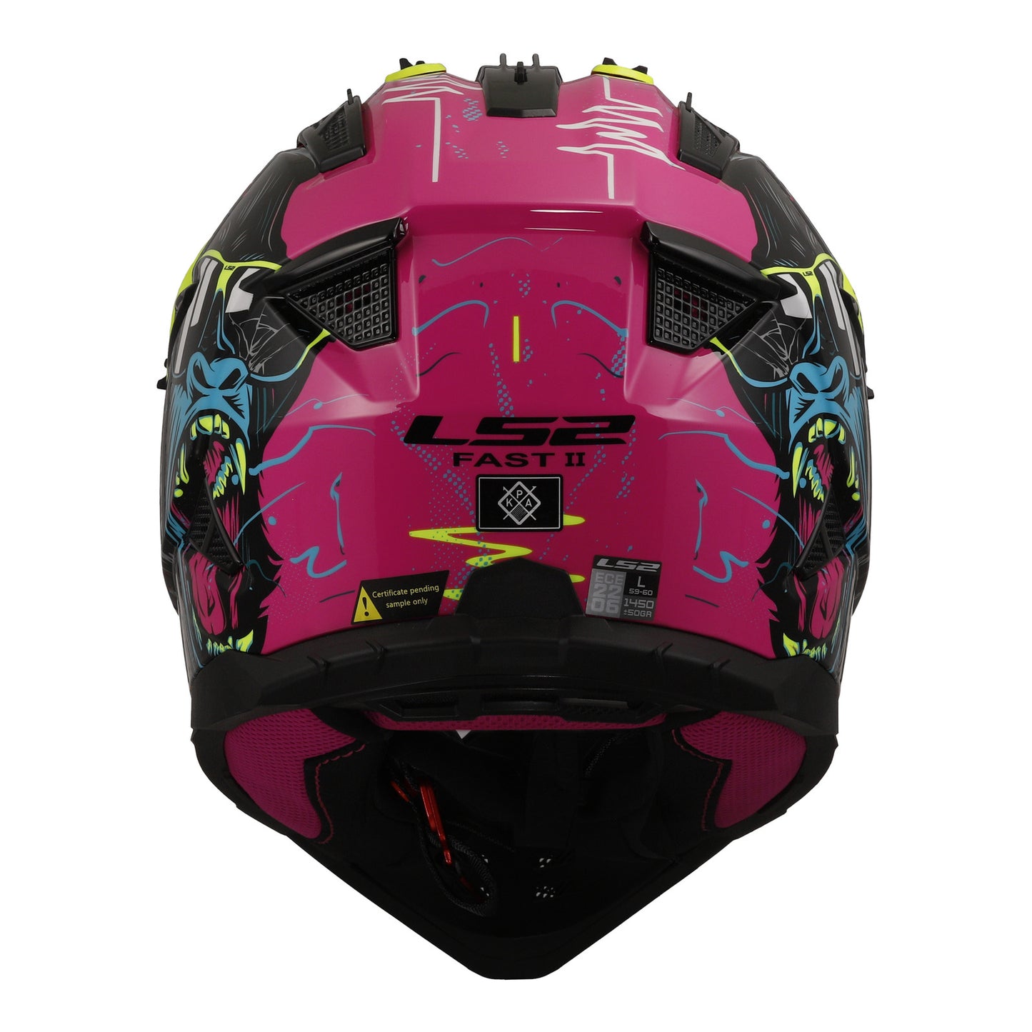 LS2 MX708 Fast II Gorilla Helmet - Purple / Hi-Vis Yellow