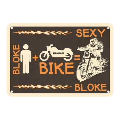 Oxford Garage Metal Sign: Bloke Man + Bike = Sexy Bloke