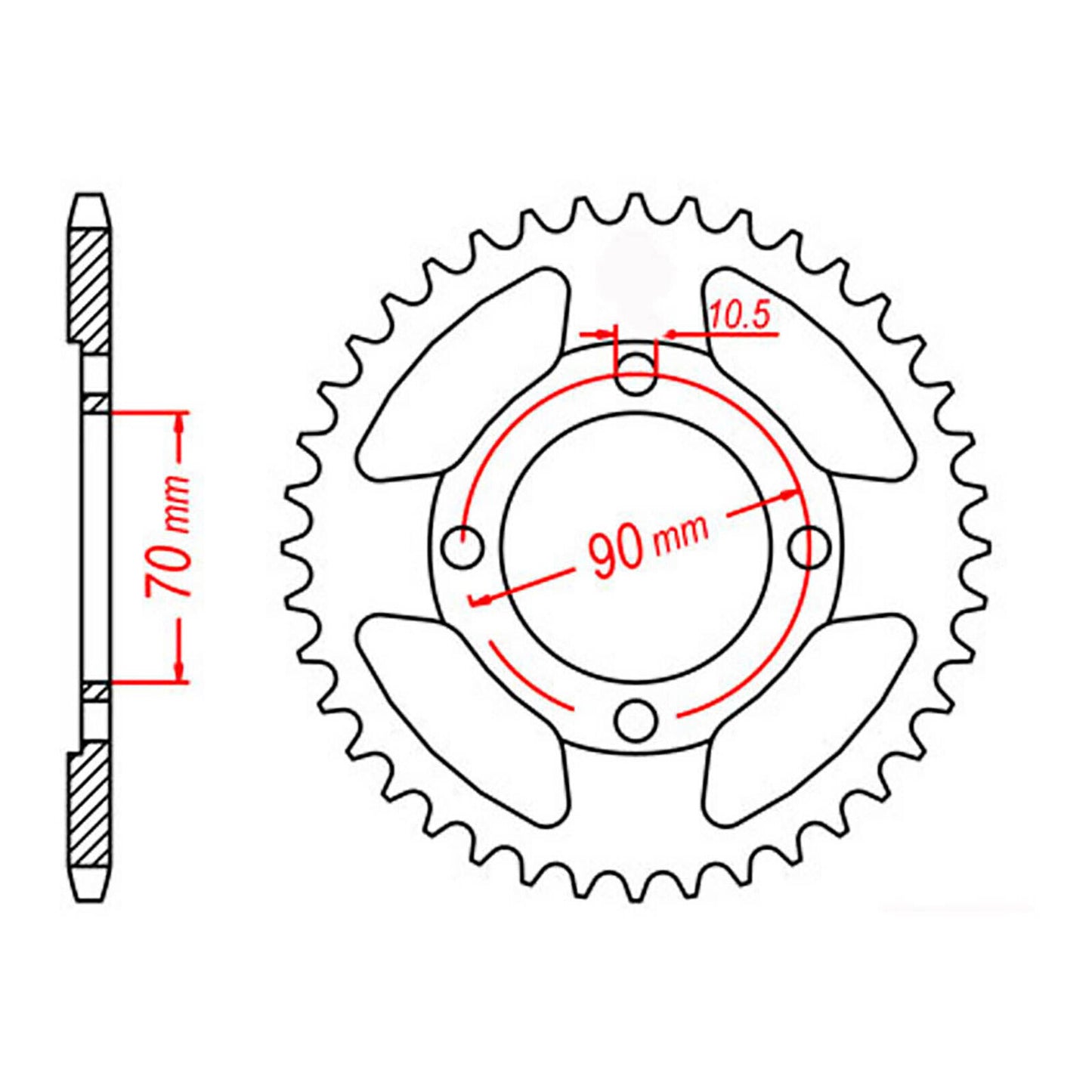 Sprocket Kit Honda CT110 - Single ratio/70mm Cntr (X) - 428H 15/45