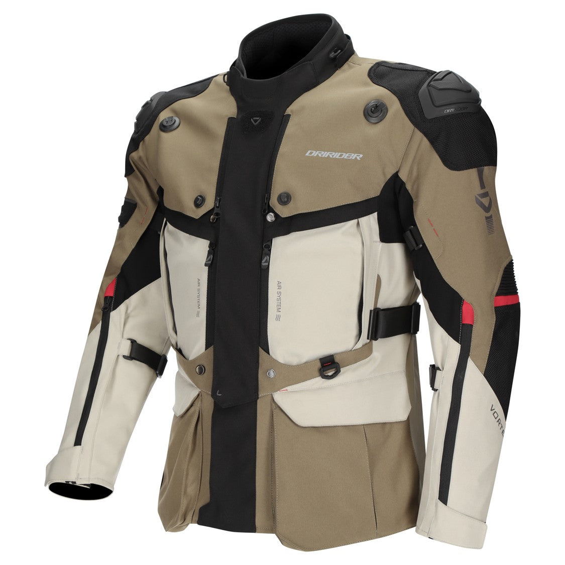 DriRider Vortex ADV 3 Jacket - KhakiStoneBlk front